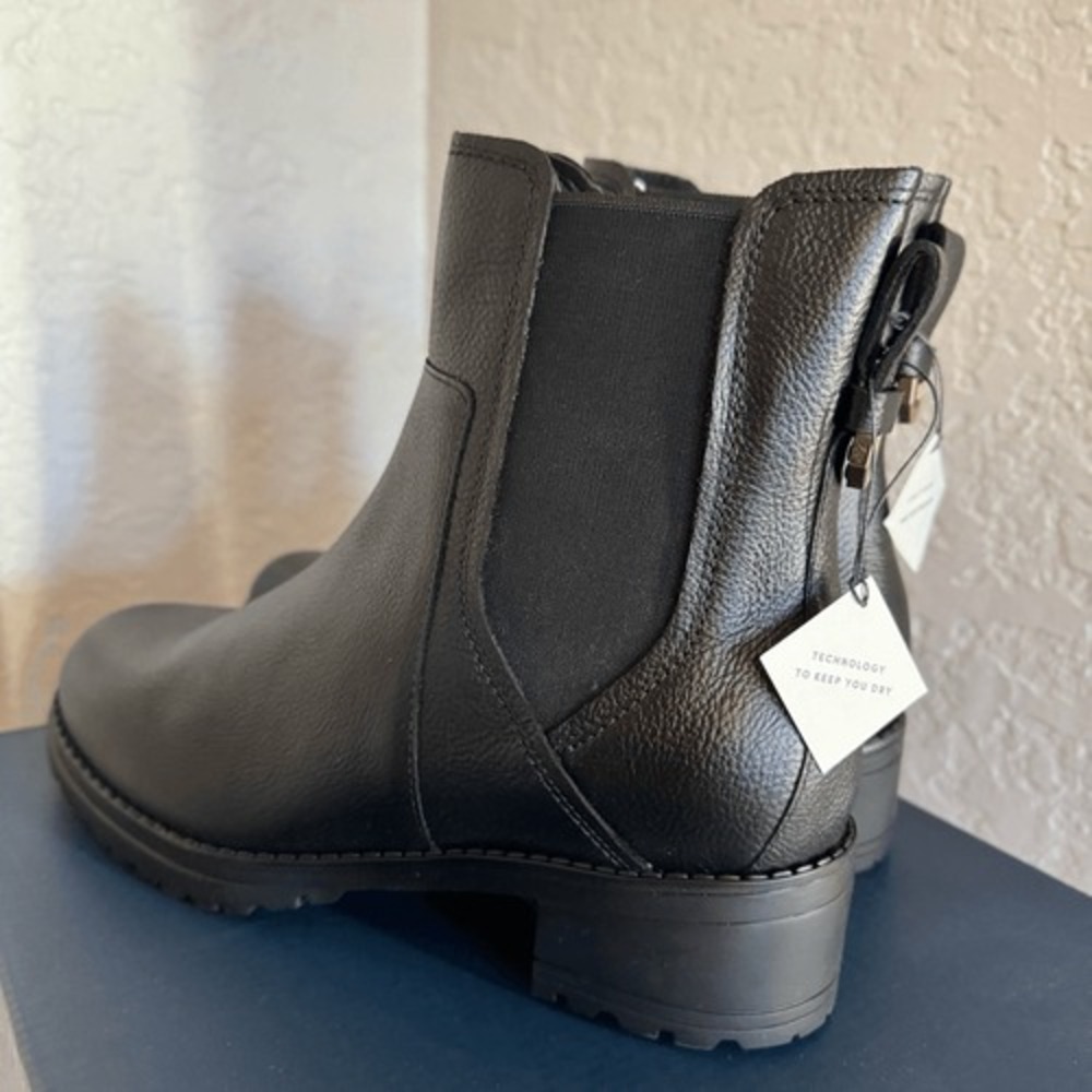 Cole Haan Camea Waterproof Leather Combat Boot,  Block Heel Black, Size 9.5 NWT - Picture 9 of 16
